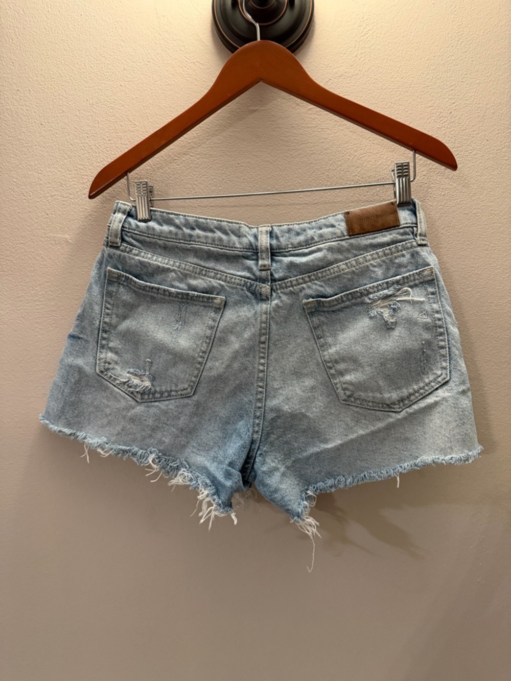 Washed Light Blue Distressed Denim Shorts - Women's medium - Picture 5 of 6